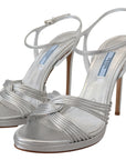 Prada Elegant Silver Stiletto Heels Sandals