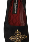 Dolce & Gabbana Black Gold Crystal Sequined Loafers