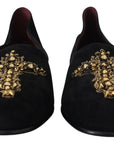 Dolce & Gabbana Black Gold Crystal Sequined Loafers