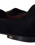 Dolce & Gabbana Black Gold Crystal Sequined Loafers