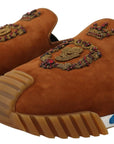 Dolce & Gabbana Beaded Elegance Suede Slides in Beige