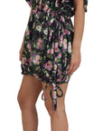 Dolce & Gabbana Elegant Floral Mini Dress with Logo Detail