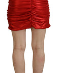 Dolce & Gabbana Metallic Red High Waist Mini Skirt