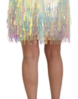 Dolce & Gabbana Iridescent Fringe Mini Skirt Mid Waist