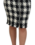 Dolce & Gabbana Elegant Houndstooth High-Waist Knee-Length Skirt