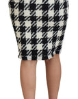 Dolce & Gabbana Elegant Houndstooth High-Waist Knee-Length Skirt