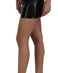 Dolce & Gabbana Elegant High Waist Mini Skirt in Shiny Black