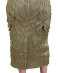 Dolce & Gabbana Golden High Waist Tiered Midi Skirt