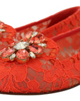 Dolce & Gabbana Elegant Lace Vally Flats in Coral Red