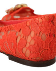 Dolce & Gabbana Elegant Lace Vally Flats in Coral Red
