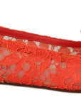 Dolce & Gabbana Elegant Lace Vally Flats in Coral Red