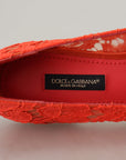 Dolce & Gabbana Elegant Lace Vally Flats in Coral Red