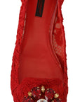 Dolce & Gabbana Red Crystal-Embellished Flats