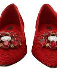 Dolce & Gabbana Red Crystal-Embellished Flats