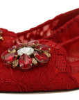 Dolce & Gabbana Red Crystal-Embellished Flats