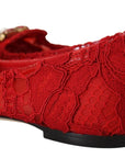 Dolce & Gabbana Red Crystal-Embellished Flats