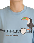 Philippe Model Chic Light Blue Logo Embellished Sweater