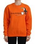 Philippe Model Chic Orange Printed Long Sleeve Pullover Sweater
