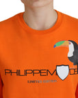 Philippe Model Chic Orange Printed Long Sleeve Pullover Sweater