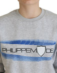 Philippe Model Elegant Gray Printed Cotton Sweater