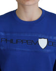Philippe Model Chic Blue Printed Long Sleeve Pullover Sweater