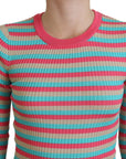 Dolce & Gabbana Elegant Striped Silk Crewneck Pullover
