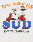 Dolce & Gabbana Elegant White Crew Neck Tee with Colorful Print