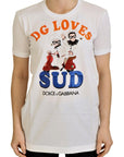 Dolce & Gabbana Elegant White Crew Neck Tee with Colorful Print