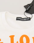 Dolce & Gabbana Elegant White Crew Neck Tee with Colorful Print