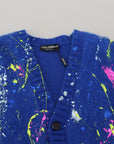 Dolce & Gabbana Elegant Multicolor Splash Mohair Cardigan