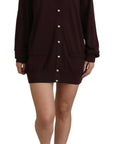 Dolce & Gabbana Chic Maroon V-Neck Wool Cardigan