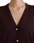 Dolce & Gabbana Chic Maroon V-Neck Wool Cardigan