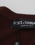 Dolce & Gabbana Chic Maroon V-Neck Wool Cardigan