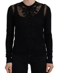 Dolce & Gabbana Elegant Black Floral Lace Cardigan Sweater