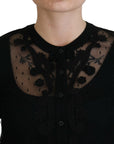 Dolce & Gabbana Elegant Black Floral Lace Cardigan Sweater