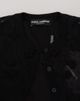 Dolce & Gabbana Elegant Black Floral Lace Cardigan Sweater