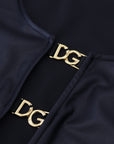 Dolce & Gabbana Elegant Black 3/4 Sleeve Top with Gold Detailing