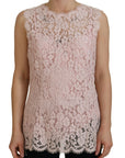 Dolce & Gabbana Elegant Sheer Lace Sleeveless Blouse in Pink