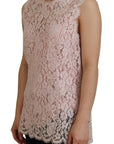 Dolce & Gabbana Elegant Sheer Lace Sleeveless Blouse in Pink