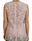 Dolce & Gabbana Elegant Sheer Lace Sleeveless Blouse in Pink
