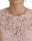 Dolce & Gabbana Elegant Sheer Lace Sleeveless Blouse in Pink