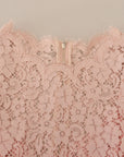 Dolce & Gabbana Elegant Sheer Lace Sleeveless Blouse in Pink