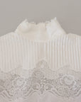 Dolce & Gabbana Elegant White Lace Trim Cotton Blouse