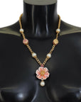 Dolce & Gabbana Elegant Floral Statement Charm Necklace