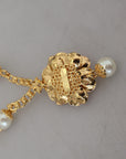 Dolce & Gabbana Elegant Floral Statement Charm Necklace
