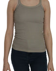 PINK MEMORIES Chic Beige Spaghetti Strap Top Blouse