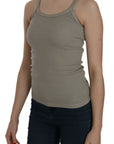PINK MEMORIES Chic Beige Spaghetti Strap Top Blouse