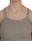 PINK MEMORIES Chic Beige Spaghetti Strap Top Blouse