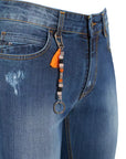 Yes Zee Blue Cotton Men's Jeans Slim Fit with Five Pockets