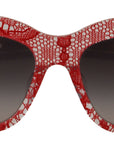 Dolce & Gabbana Elegant Red Lace Detail Sunglasses